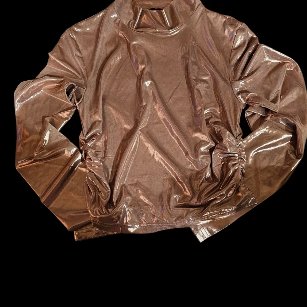AKIRA Metallic Long Sleeve Mock neck Top - Picture 4 of 4